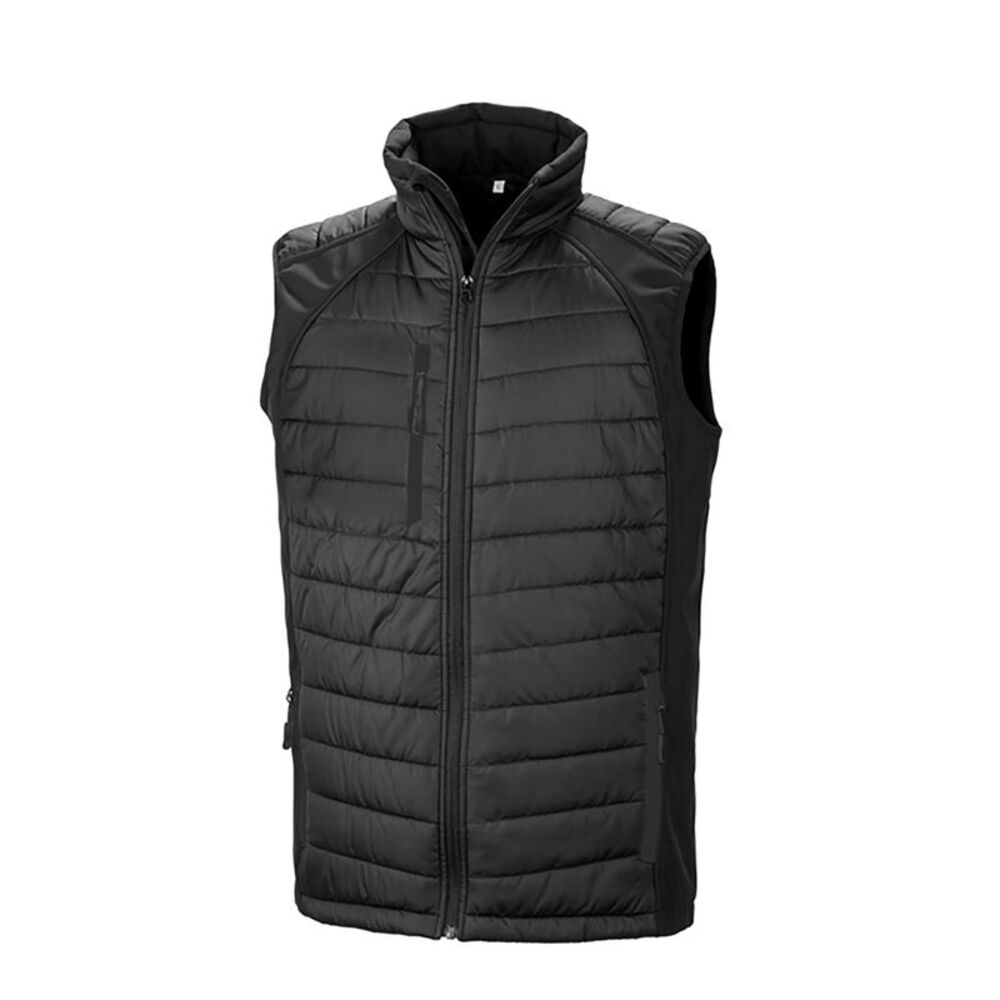 Result Mens Black Compass Padded Soft Shell Gilet / Black/Black